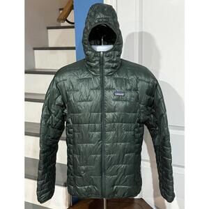 Men's Small Patagonia Micro Puff Hooded Full Zip Pine Needle Green Jacket *READ*